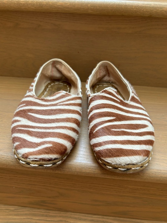 Sabah Brown Zebra Men’s 40 Printed Hair-On Cowhide Shoes Handmade Turkey main image 5